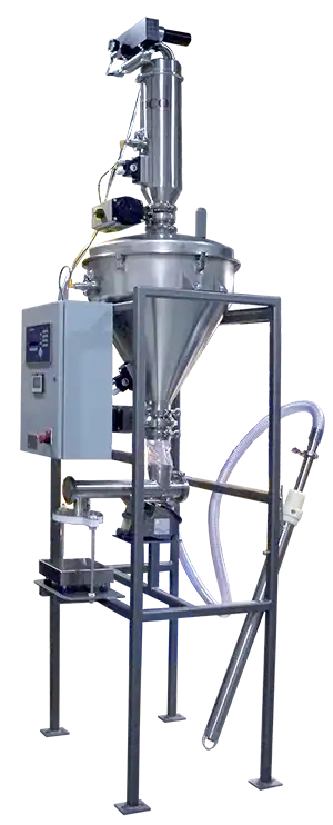 vibratory feeder for precise dosing, small flow rates, or non-gravity feeding